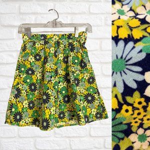 Vintage 2000's Gap Kids Corduroy Floral Skirt Green Blue Retro Sz 8 Girls A Line